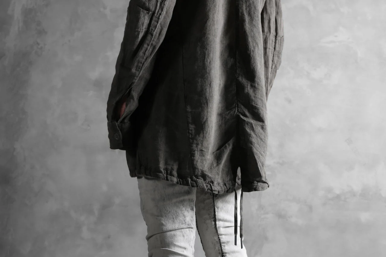 masnada HOODED SHIRT COAT / LINO TINTA IN CAPO (ROCK) - Image 36