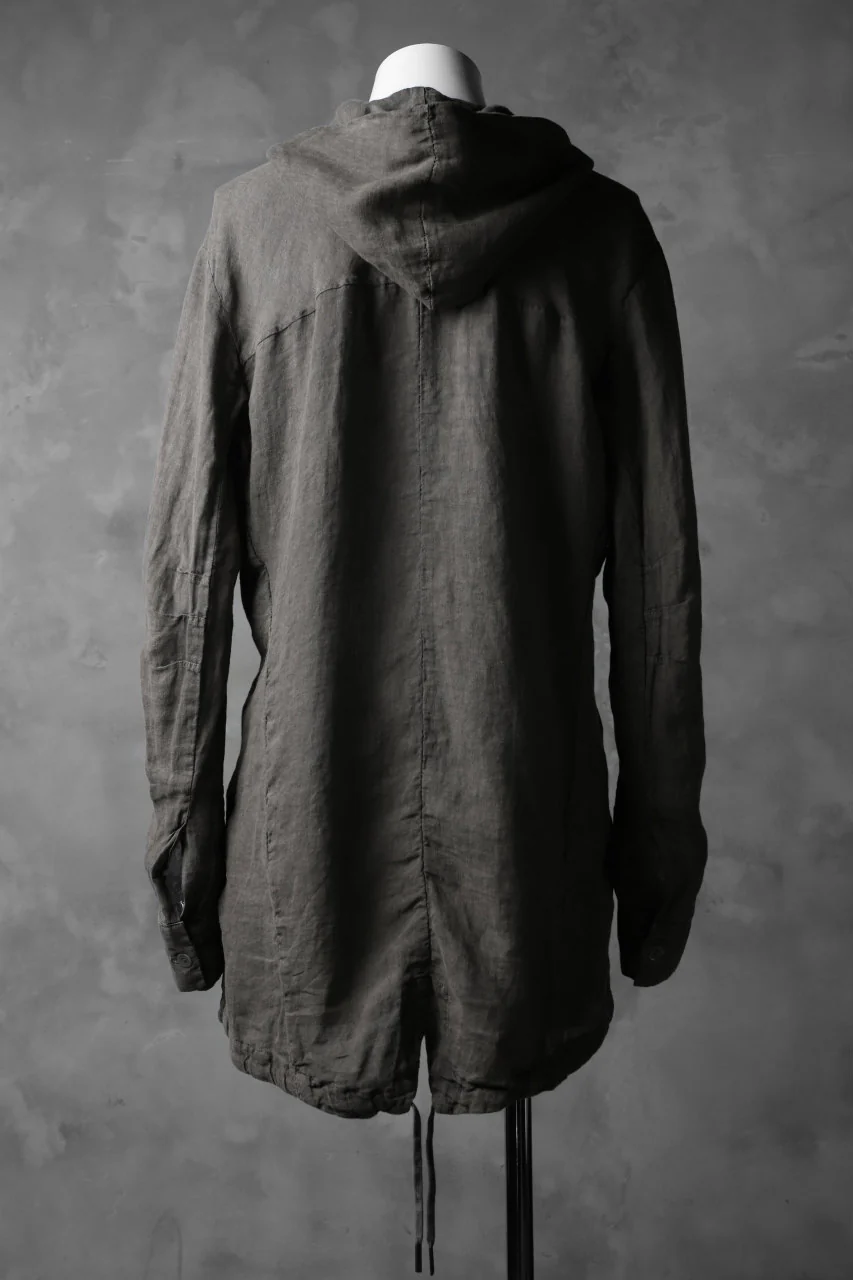 masnada HOODED SHIRT COAT / LINO TINTA IN CAPO (ROCK) - Image 4