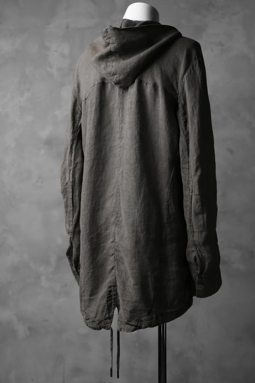 masnada HOODED SHIRT COAT / LINO TINTA IN CAPO (ROCK) - Image 5