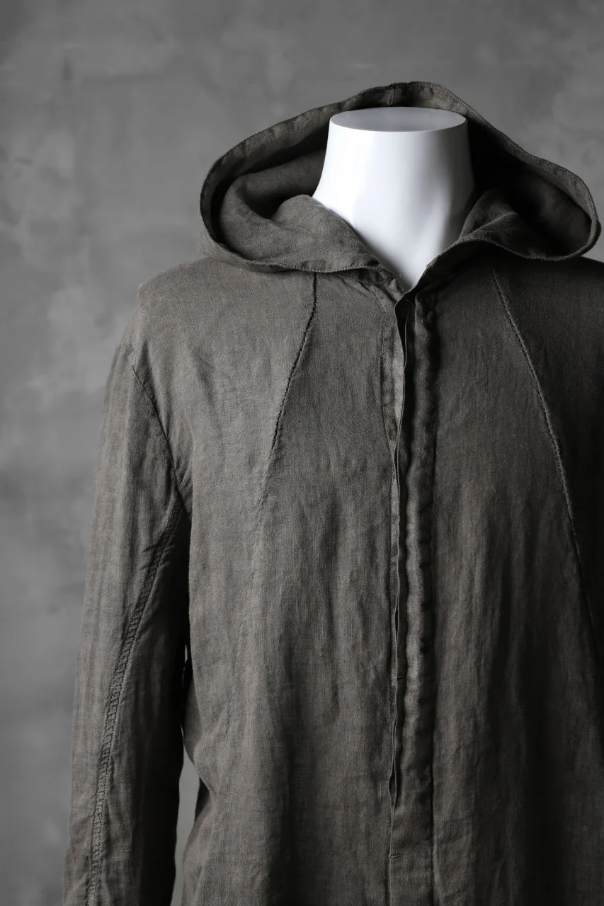 masnada HOODED SHIRT COAT / LINO TINTA IN CAPO (ROCK) - Image 6