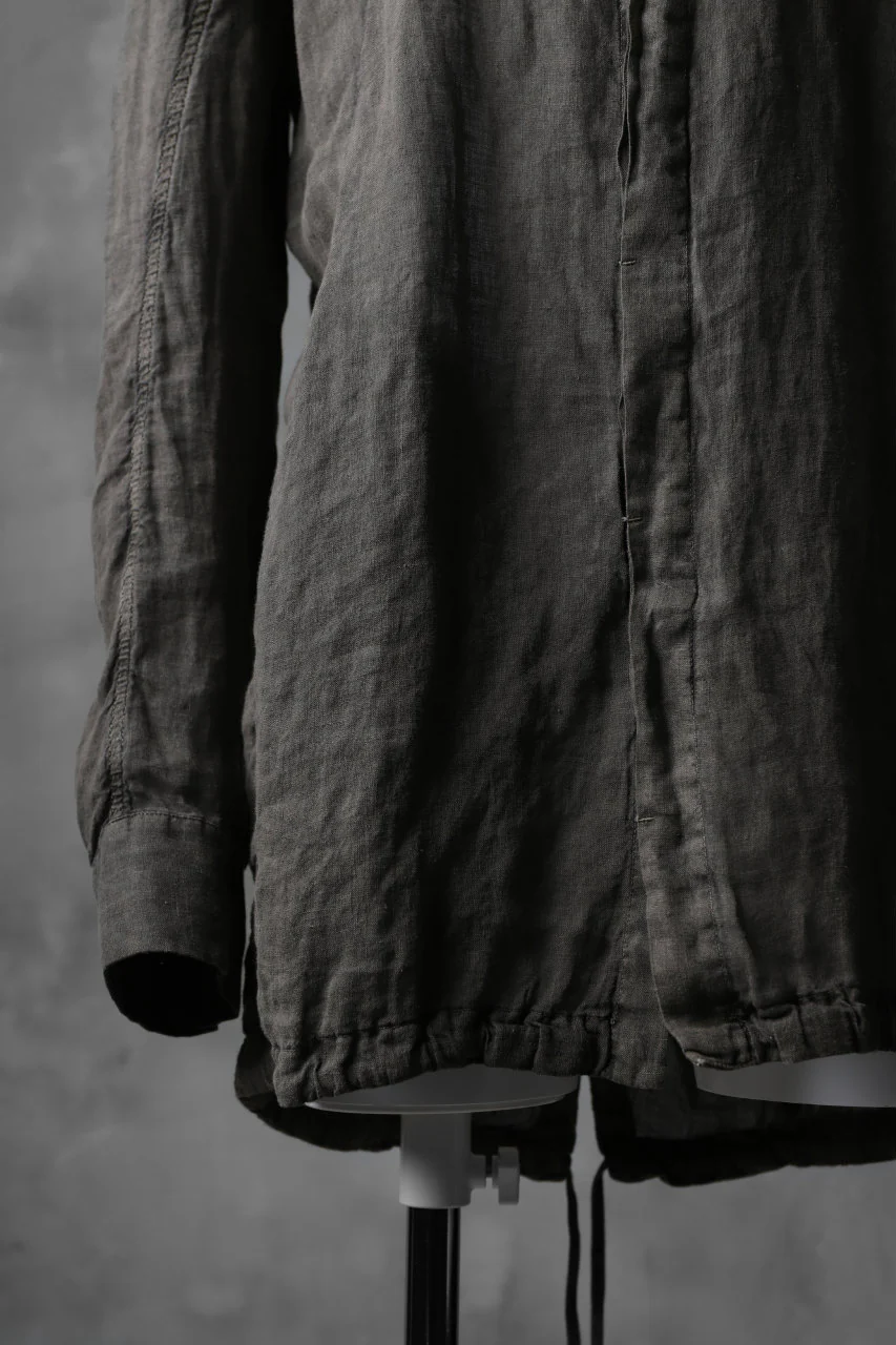 masnada HOODED SHIRT COAT / LINO TINTA IN CAPO (ROCK) - Image 7