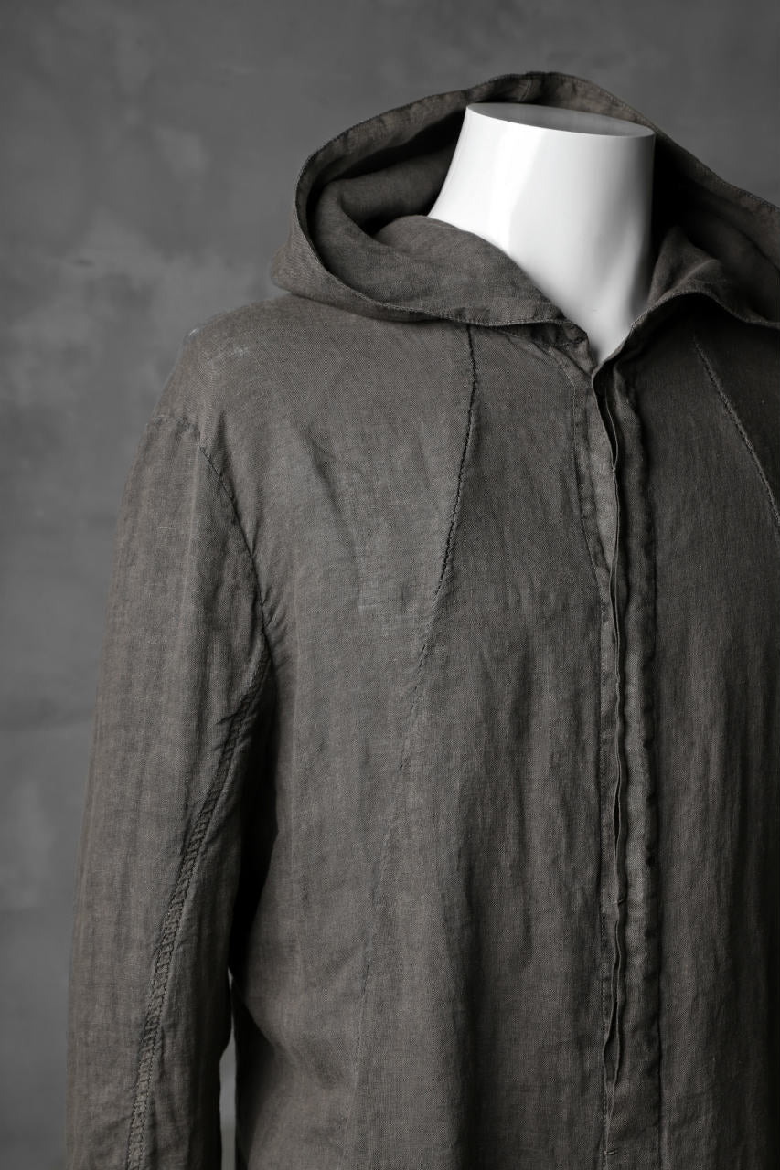 masnada HOODED SHIRT COAT / LINO TINTA IN CAPO (ROCK) - Image 8