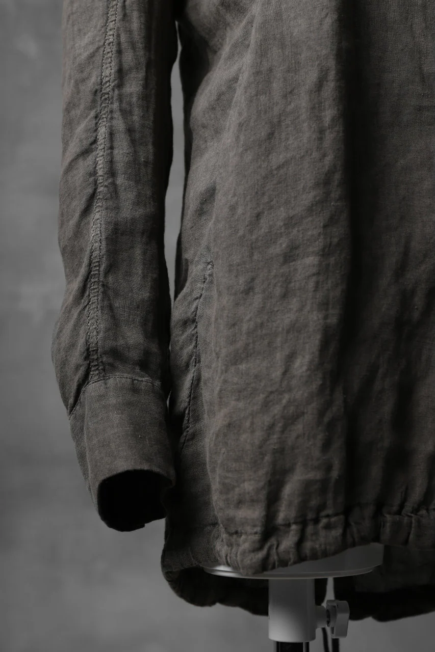 masnada HOODED SHIRT COAT / LINO TINTA IN CAPO (ROCK) - Image 9