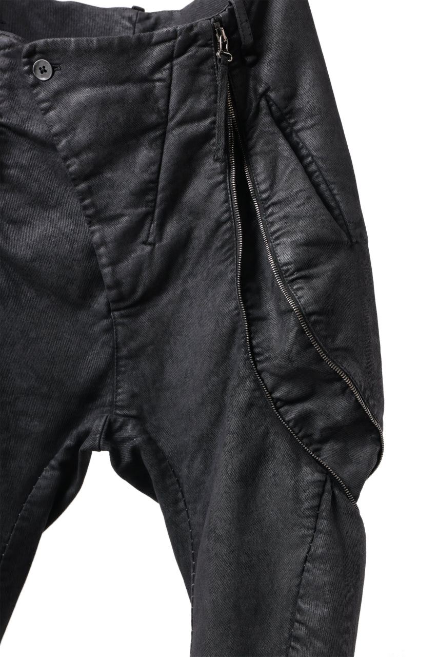 masnada ICONIC ZIP PANTS / STRETCH REPURPOSED COTTON (SMEARED BLACK) - Image 11