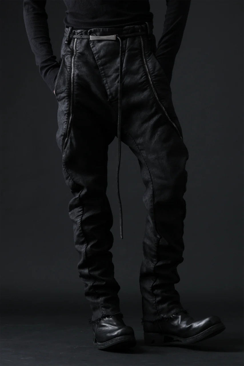 masnada ICONIC ZIP PANTS / STRETCH REPURPOSED COTTON (SMEARED BLACK) - Image 17