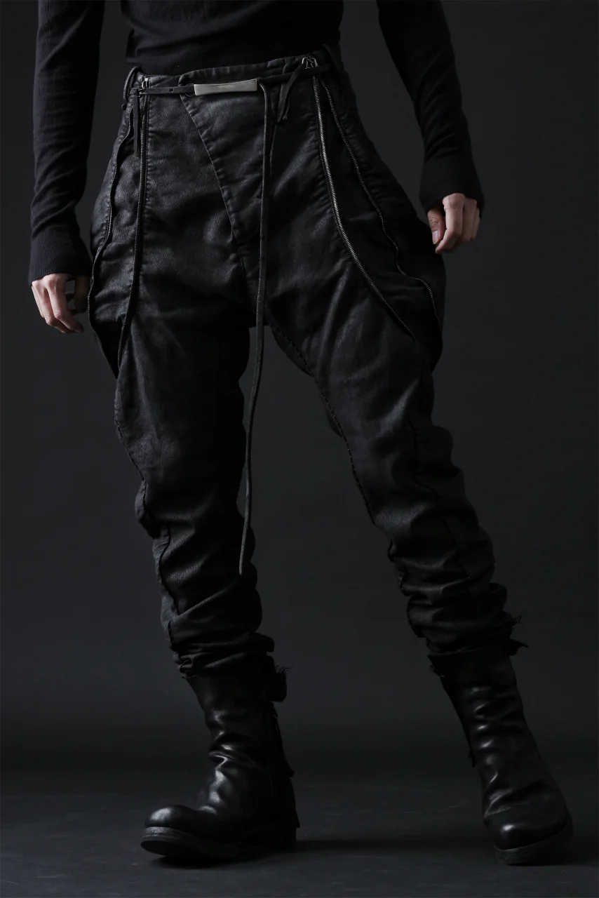 masnada ICONIC ZIP PANTS / STRETCH REPURPOSED COTTON (SMEARED BLACK) - Image 19
