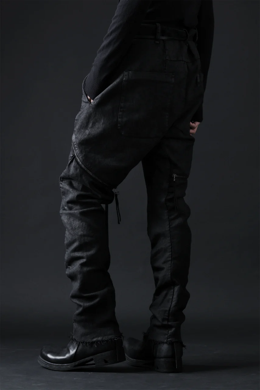 masnada ICONIC ZIP PANTS / STRETCH REPURPOSED COTTON (SMEARED BLACK) - Image 23