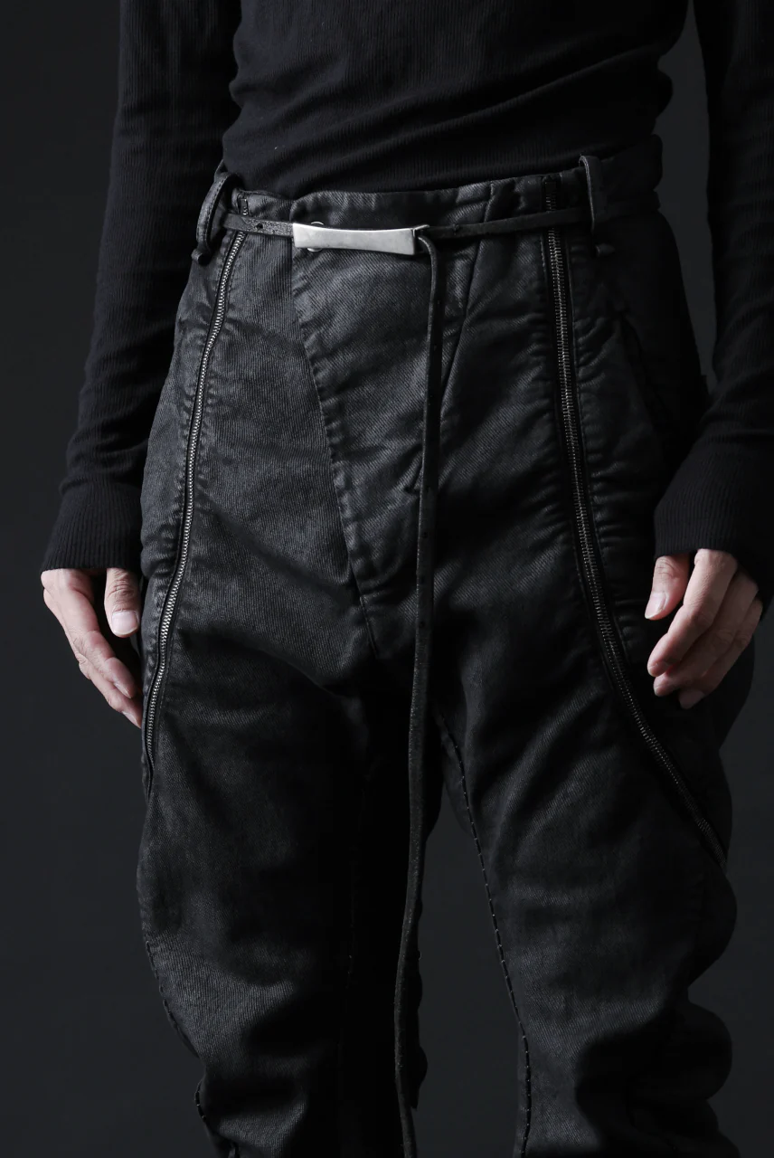 masnada ICONIC ZIP PANTS / STRETCH REPURPOSED COTTON (SMEARED BLACK) - Image 24