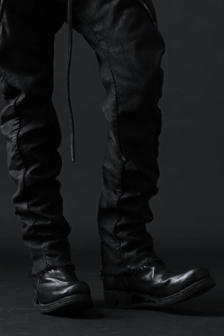masnada ICONIC ZIP PANTS / STRETCH REPURPOSED COTTON (SMEARED BLACK) - Image 25