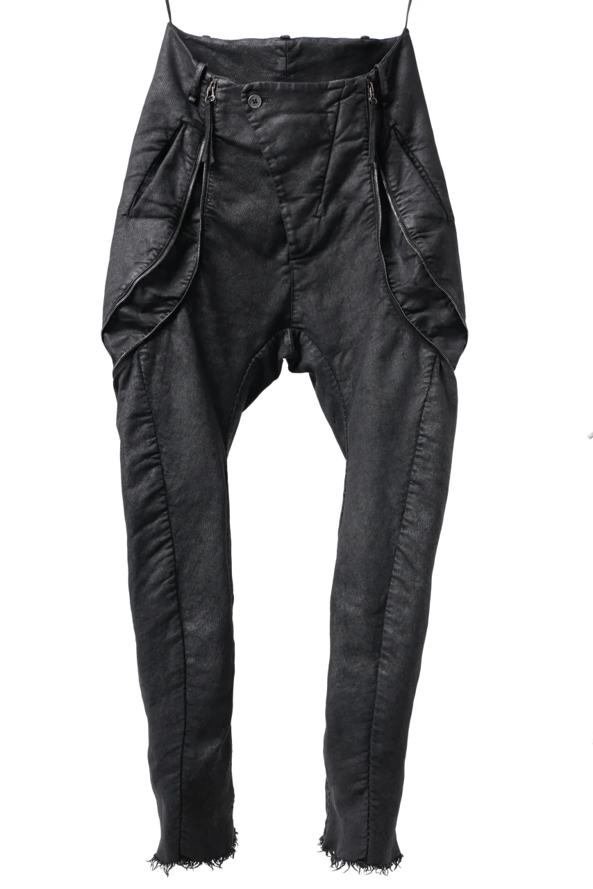 masnada ICONIC ZIP PANTS / STRETCH REPURPOSED COTTON (SMEARED BLACK) - Image 4
