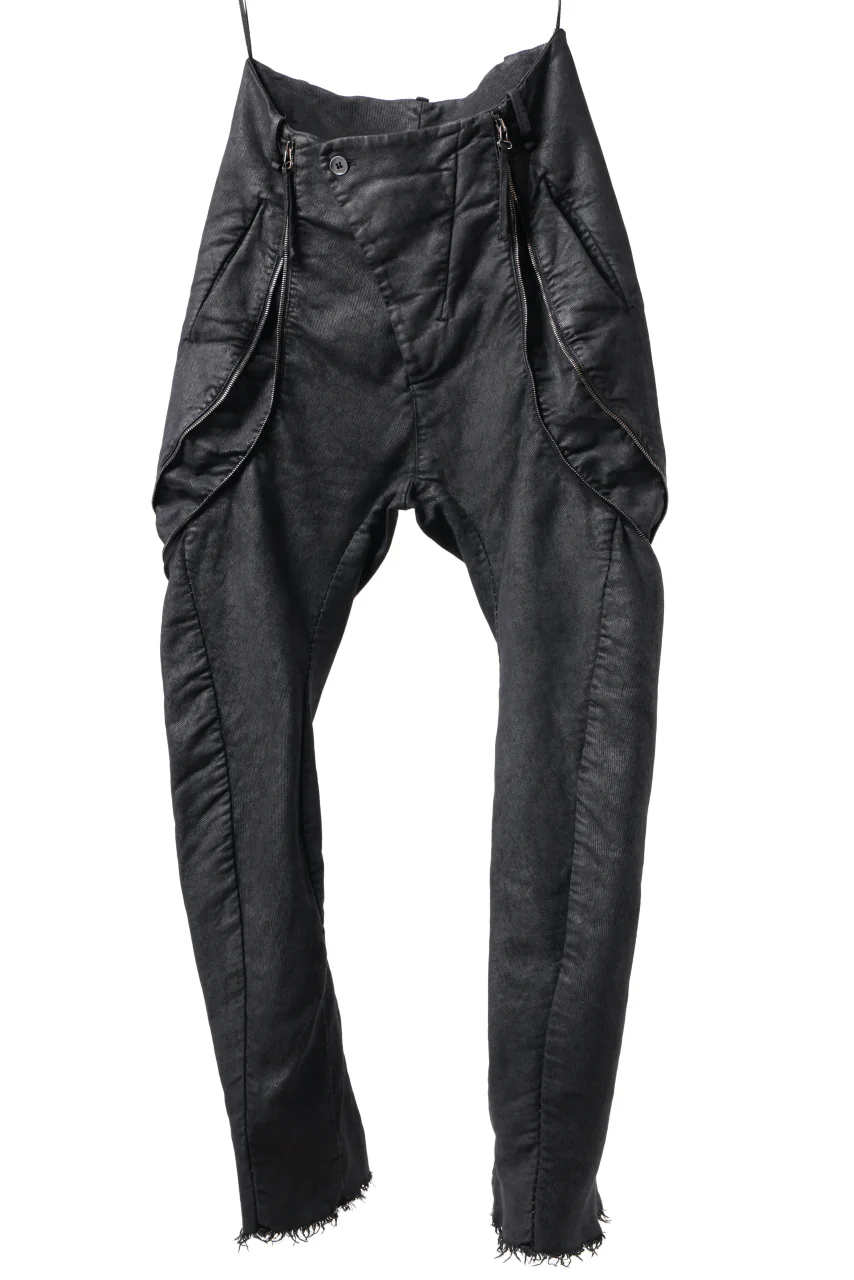 masnada ICONIC ZIP PANTS / STRETCH REPURPOSED COTTON (SMEARED BLACK) - Image 5