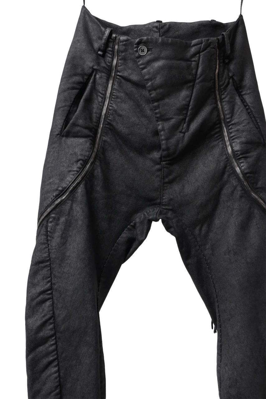 masnada ICONIC ZIP PANTS / STRETCH REPURPOSED COTTON (SMEARED BLACK) - Image 6