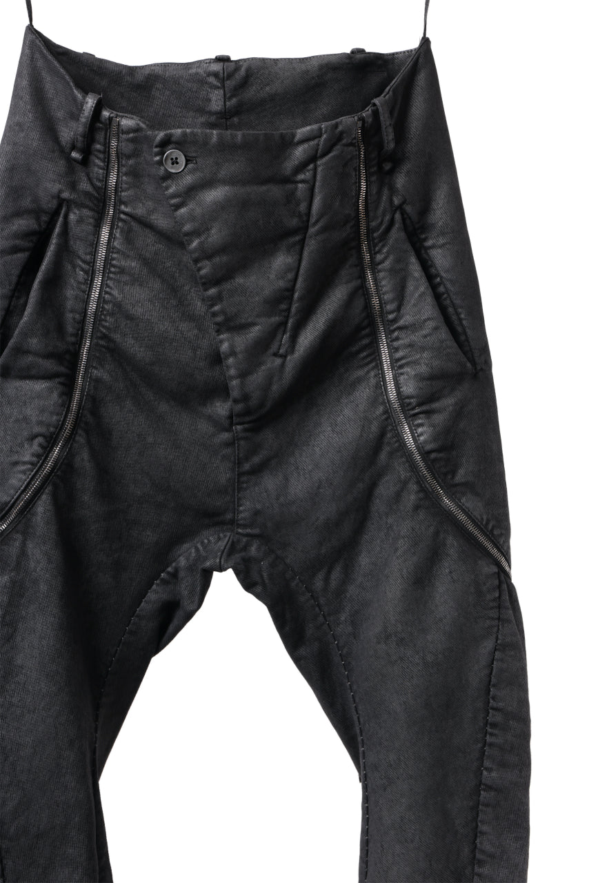 masnada ICONIC ZIP PANTS / STRETCH REPURPOSED COTTON (SMEARED BLACK) - Image 7