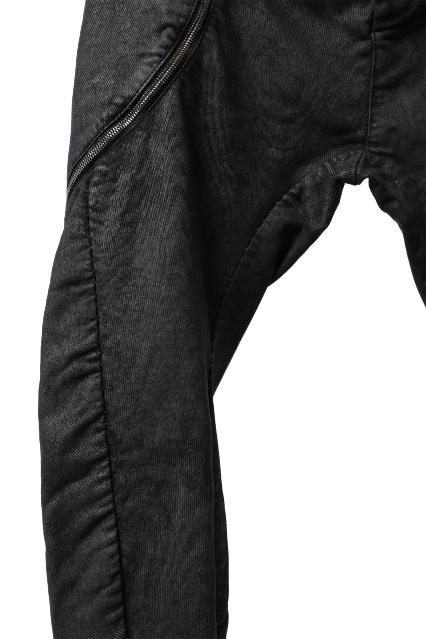 masnada ICONIC ZIP PANTS / STRETCH REPURPOSED COTTON (SMEARED BLACK) - Image 9