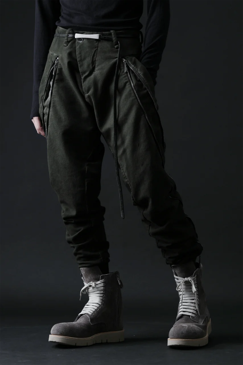 masnada LATERAL ZIP BAGGY PANTS / STRETCH REPURPOSED COTTON (LEGION) - Image 3