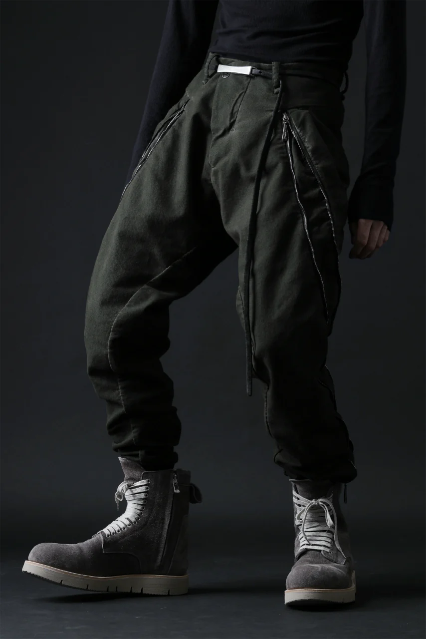 masnada LATERAL ZIP BAGGY PANTS / STRETCH REPURPOSED COTTON (LEGION) - Image 4