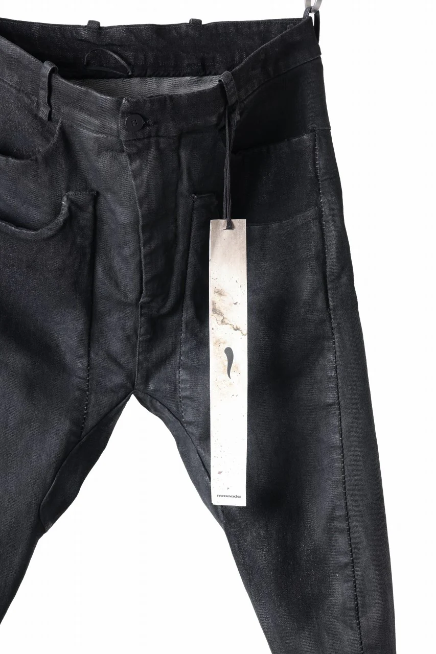 masnada LAYERED POCKET SLIM JEANS / STRETCH DENIM (BLACK) - Image 5