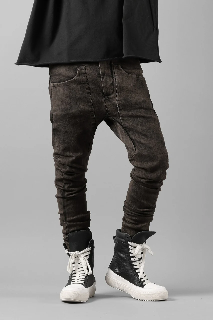 masnada LAYERED POCKET SLIM JEANS / STRETCH DENIM (BLACK CLAY) - Image 17