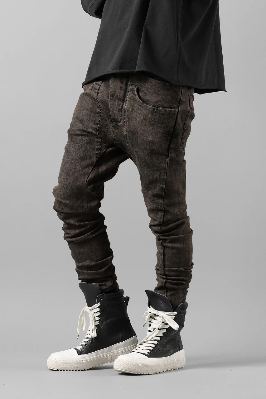 masnada LAYERED POCKET SLIM JEANS / STRETCH DENIM (BLACK CLAY) - Image 18