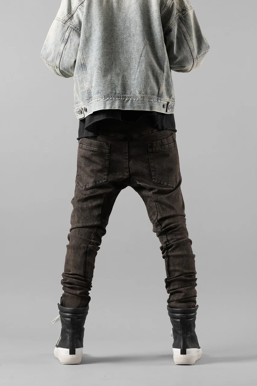 masnada LAYERED POCKET SLIM JEANS / STRETCH DENIM (BLACK CLAY) - Image 22