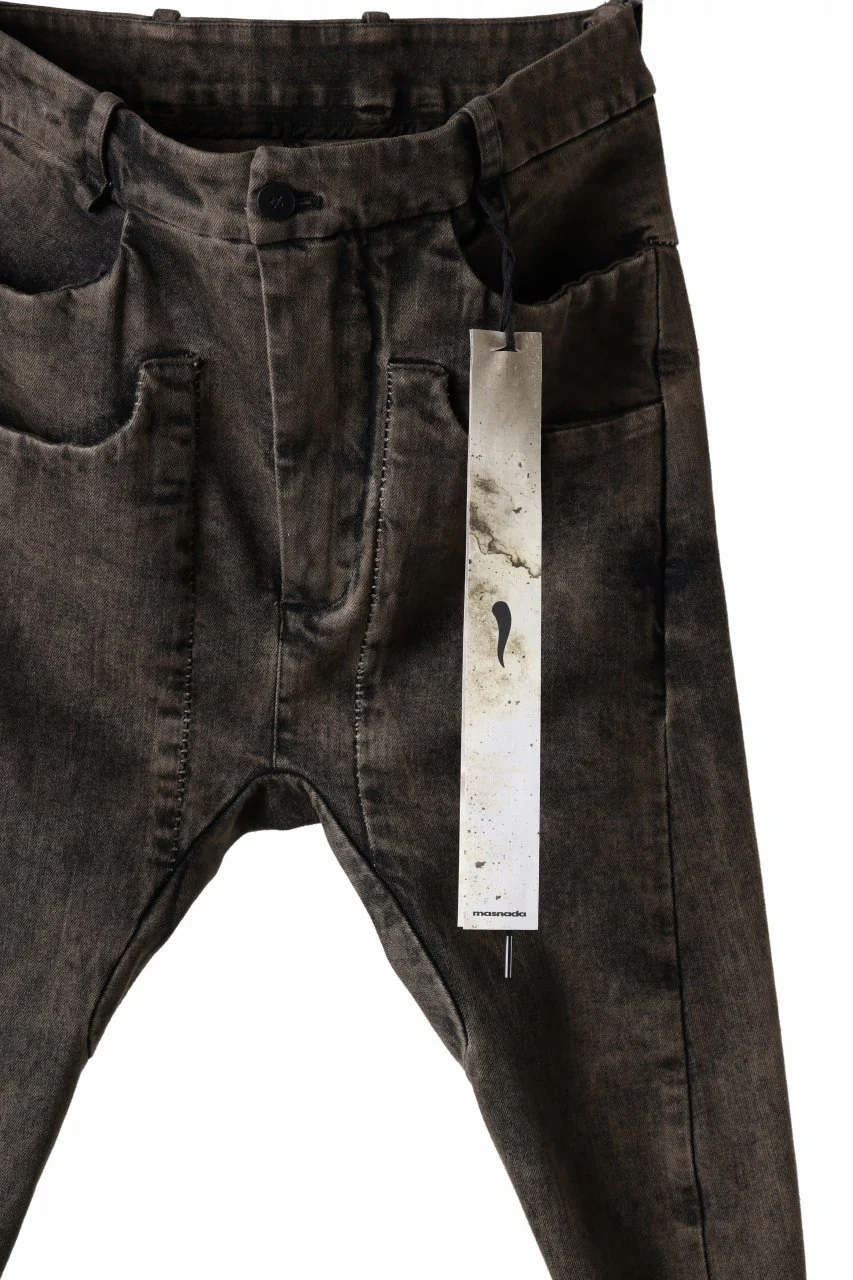 masnada LAYERED POCKET SLIM JEANS / STRETCH DENIM (BLACK CLAY) - Image 5