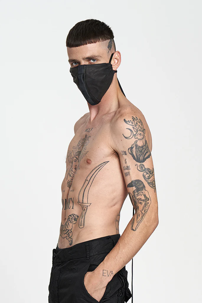 masnada LEATHER MASK / PELLE DI PECORA VEGETALE (BLACK) - Image 16