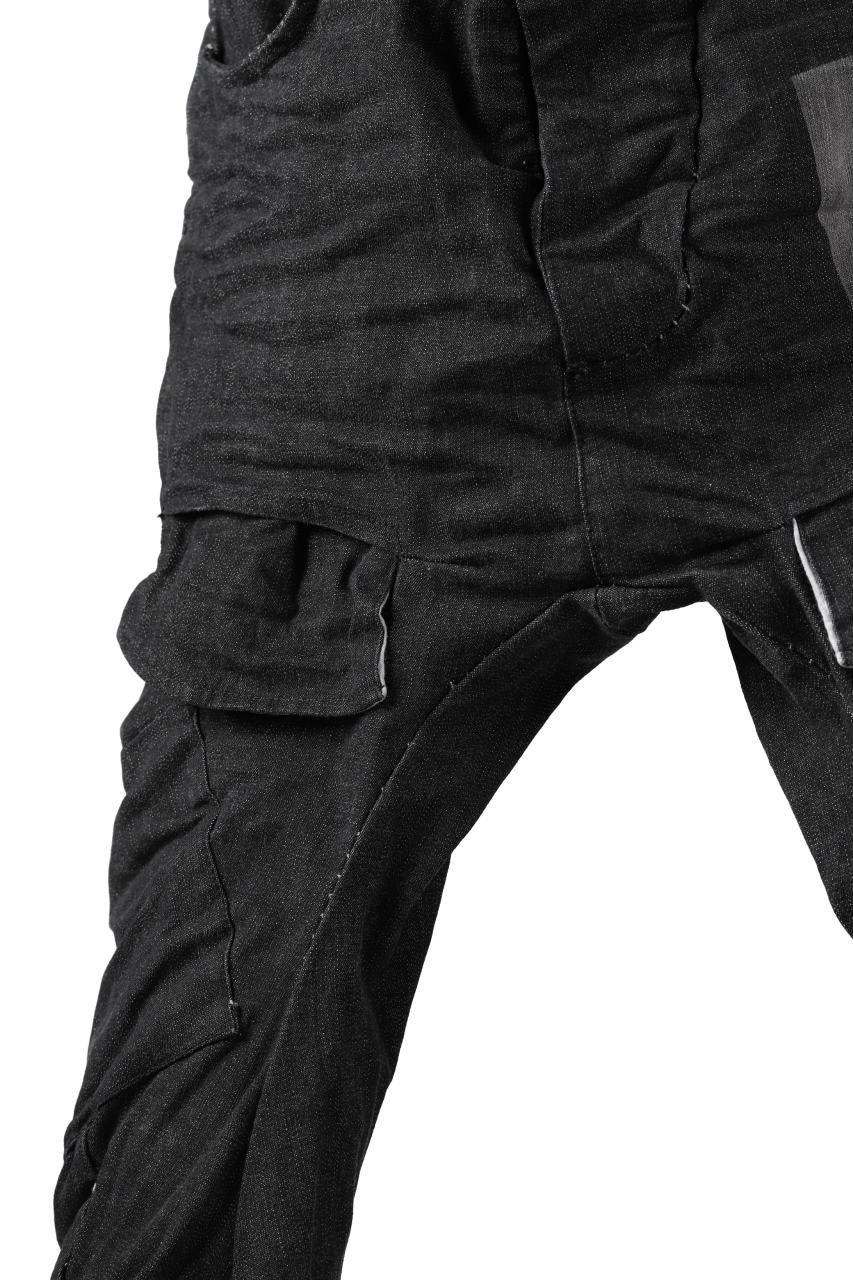 masnada LINED CARGO POCKET PANT / UN DENIM ELASTICIZZATO LAVATO (BLACK STENCIL) - Image 11
