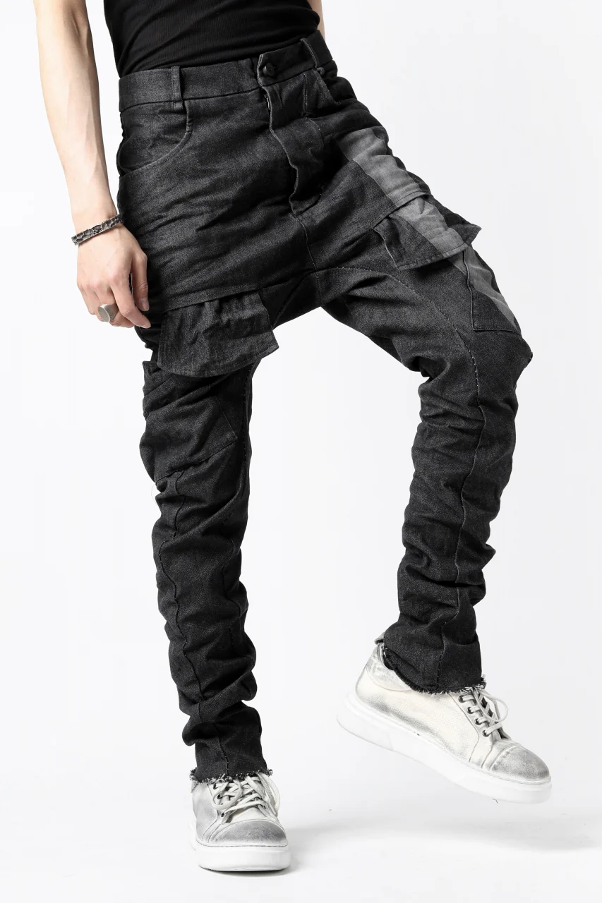 masnada LINED CARGO POCKET PANT / UN DENIM ELASTICIZZATO LAVATO (BLACK STENCIL) - Image 30
