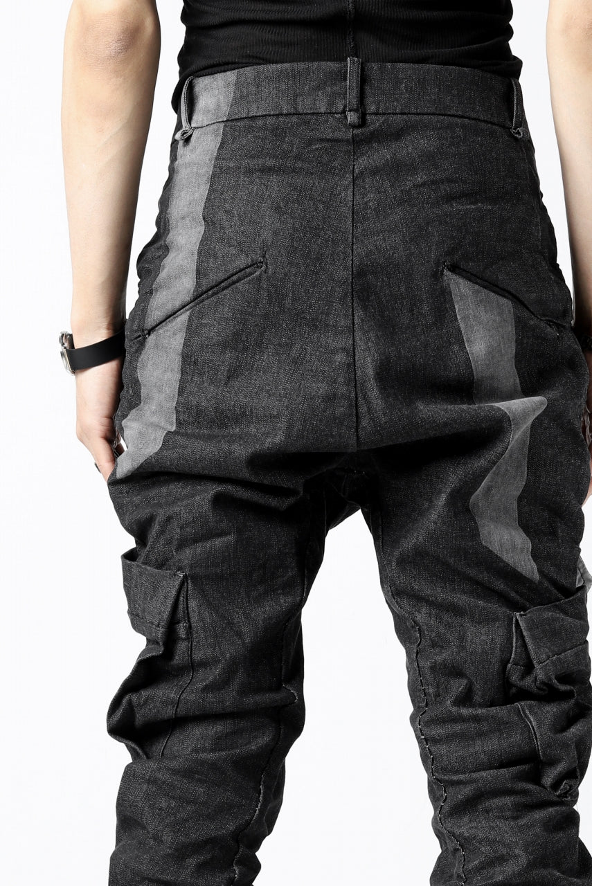masnada LINED CARGO POCKET PANT / UN DENIM ELASTICIZZATO LAVATO (BLACK STENCIL) - Image 36