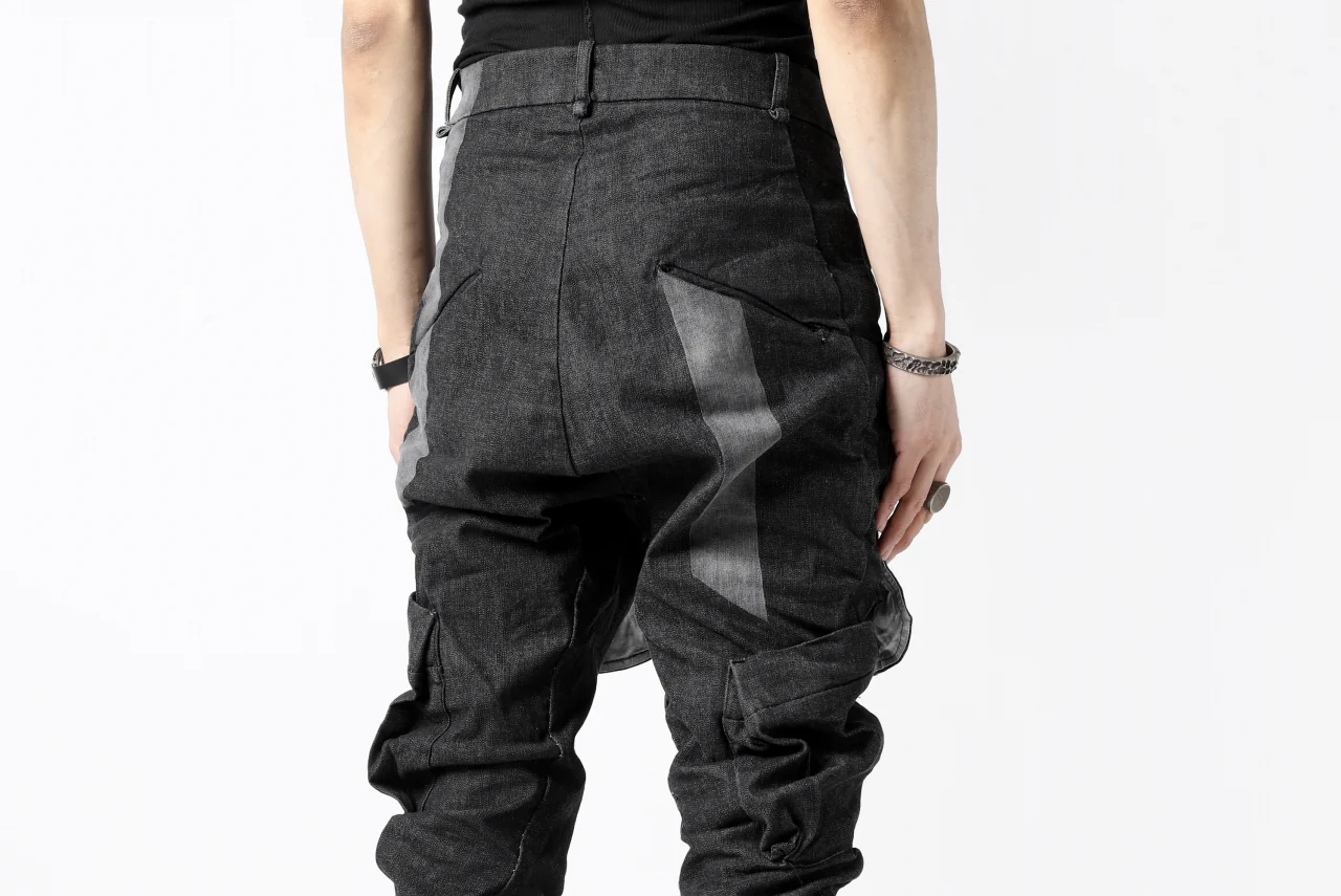 masnada LINED CARGO POCKET PANT / UN DENIM ELASTICIZZATO LAVATO (BLACK STENCIL) - Image 39