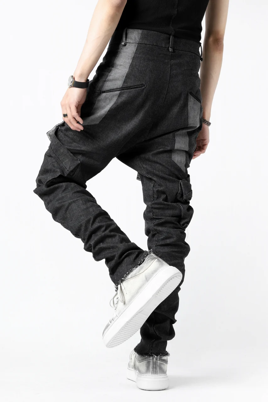 masnada LINED CARGO POCKET PANT / UN DENIM ELASTICIZZATO LAVATO (BLACK STENCIL) - Image 5