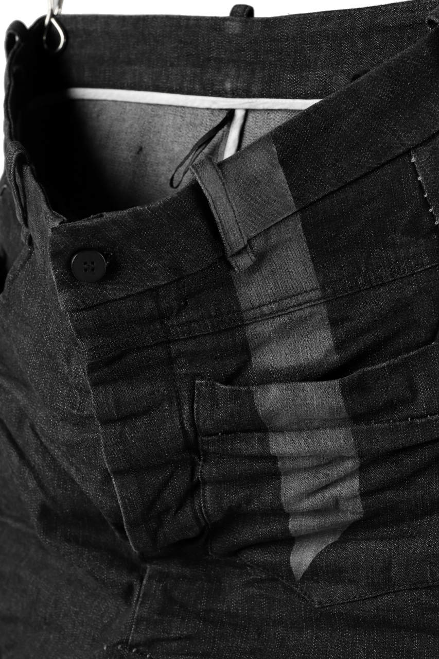 masnada LINED SLIM PANT / UN DENIM ELASTICIZZATO LAVATO (BLACK STENCIL) - Image 11