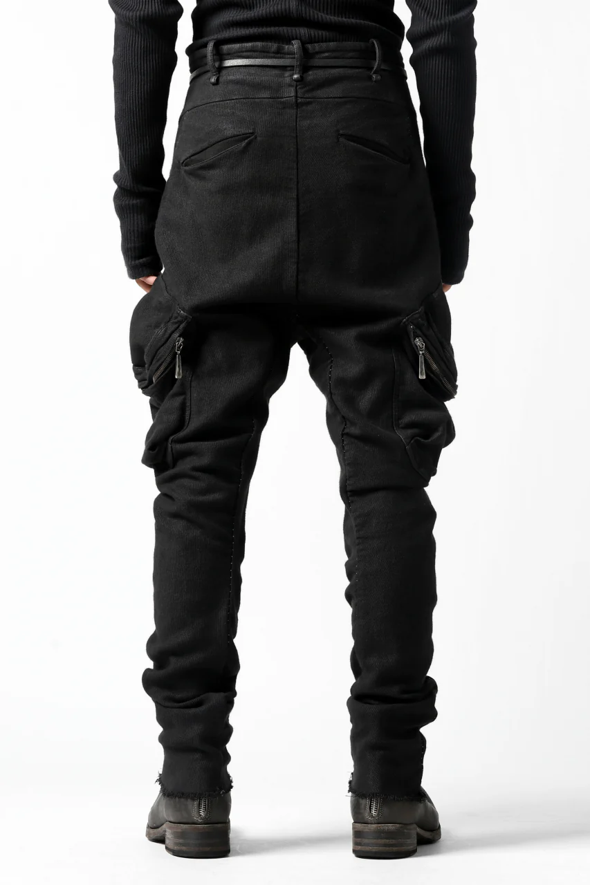 masnada MILITARY CARGO POCKET PANTS / SAIA COTONE ELASTICIZZATO (BLACK) - Image 12