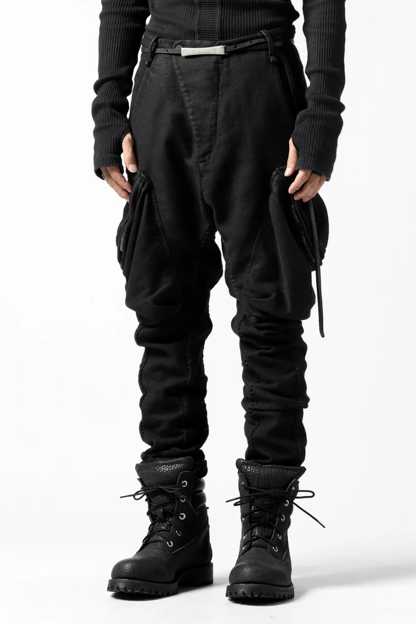 masnada MILITARY CARGO POCKET PANTS / SAIA COTONE ELASTICIZZATO (BLACK) - Image 13