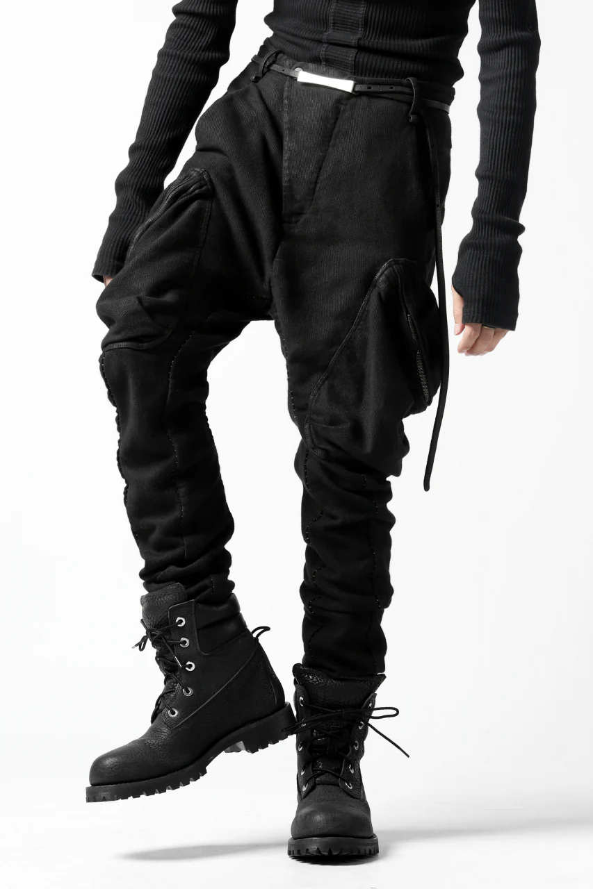 masnada MILITARY CARGO POCKET PANTS / SAIA COTONE ELASTICIZZATO (BLACK) - Image 14