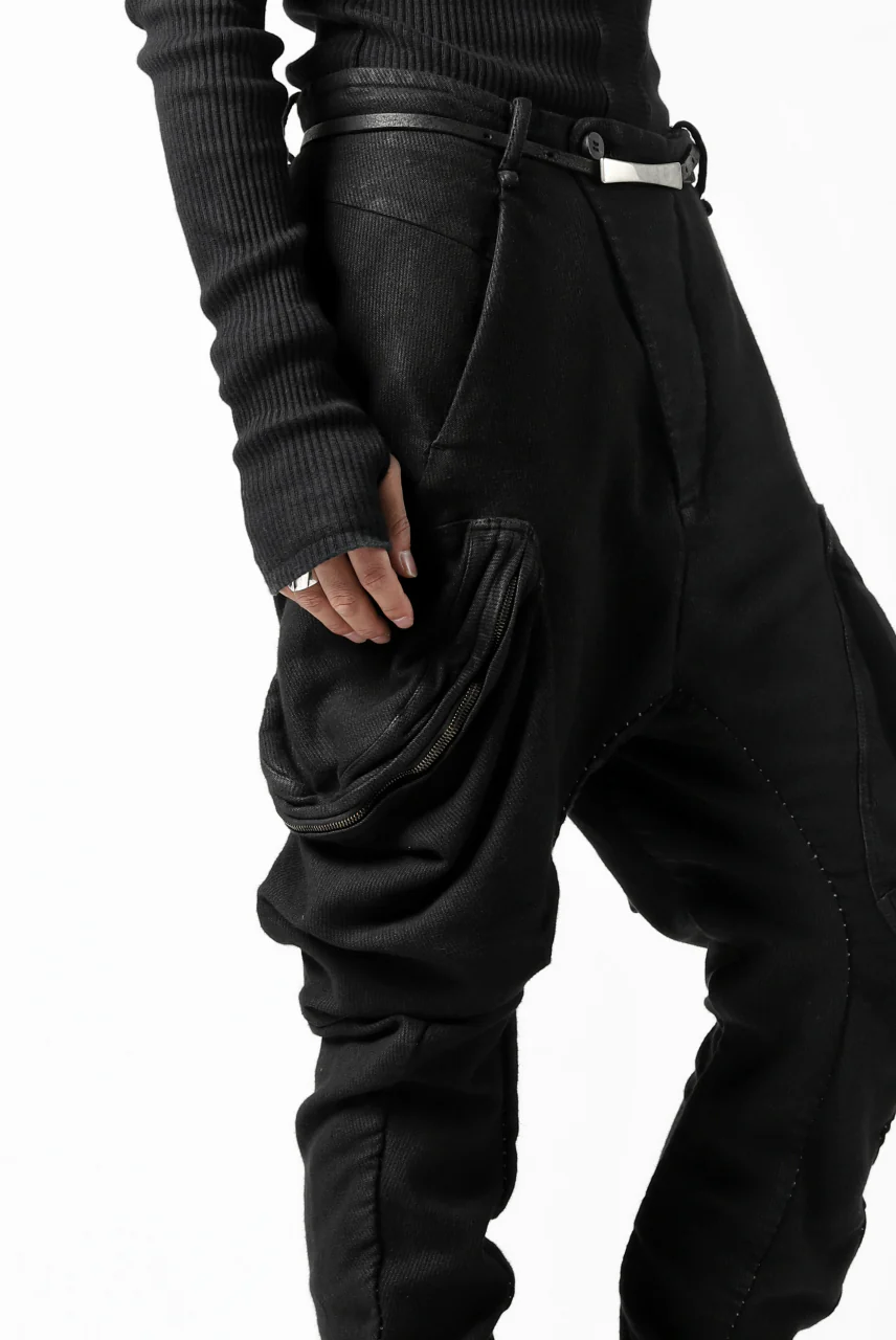 masnada MILITARY CARGO POCKET PANTS / SAIA COTONE ELASTICIZZATO (BLACK) - Image 22