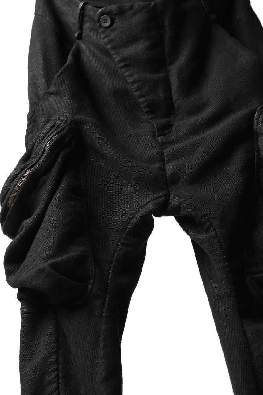 masnada MILITARY CARGO POCKET PANTS / SAIA COTONE ELASTICIZZATO (BLACK) - Image 32
