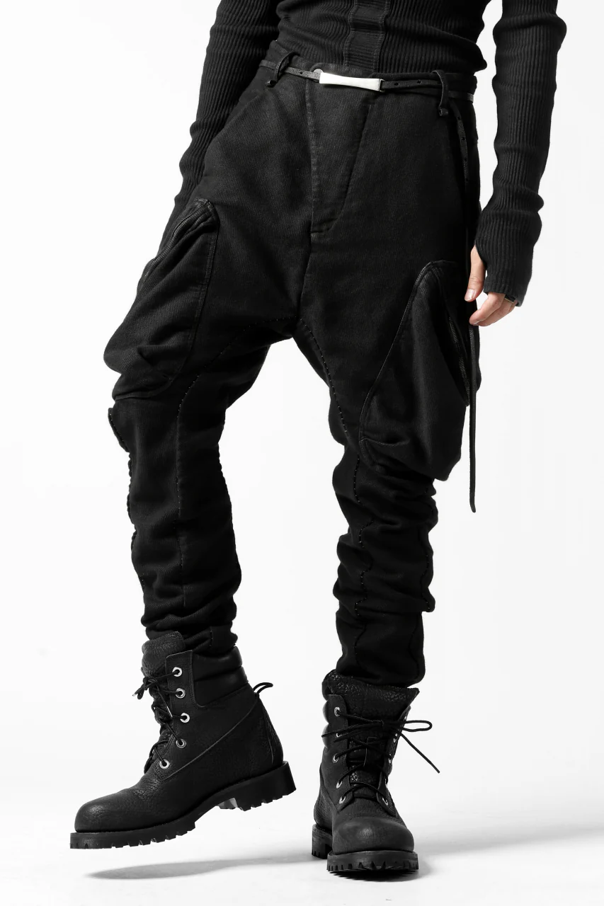 masnada MILITARY CARGO POCKET PANTS / SAIA COTONE ELASTICIZZATO (BLACK) - Image 4