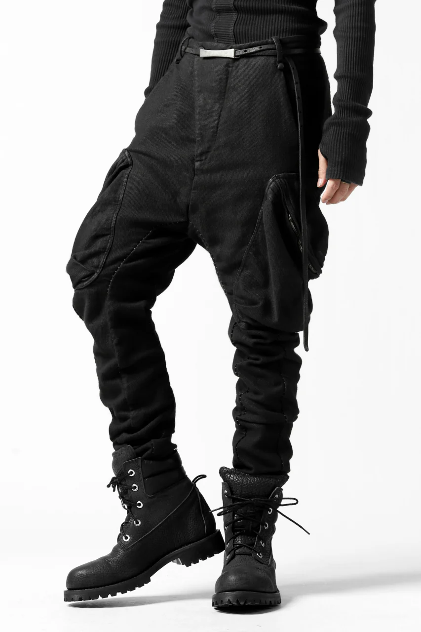 masnada MILITARY CARGO POCKET PANTS / SAIA COTONE ELASTICIZZATO (BLACK) - Image 5