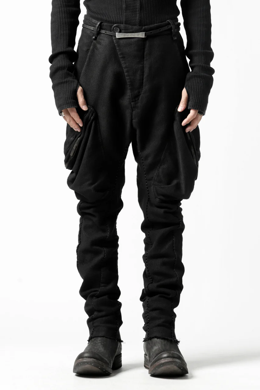 masnada MILITARY CARGO POCKET PANTS / SAIA COTONE ELASTICIZZATO (BLACK) - Image 7