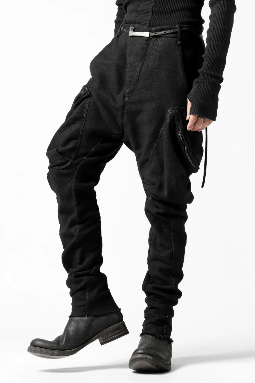 masnada MILITARY CARGO POCKET PANTS / SAIA COTONE ELASTICIZZATO (BLACK) - Image 8
