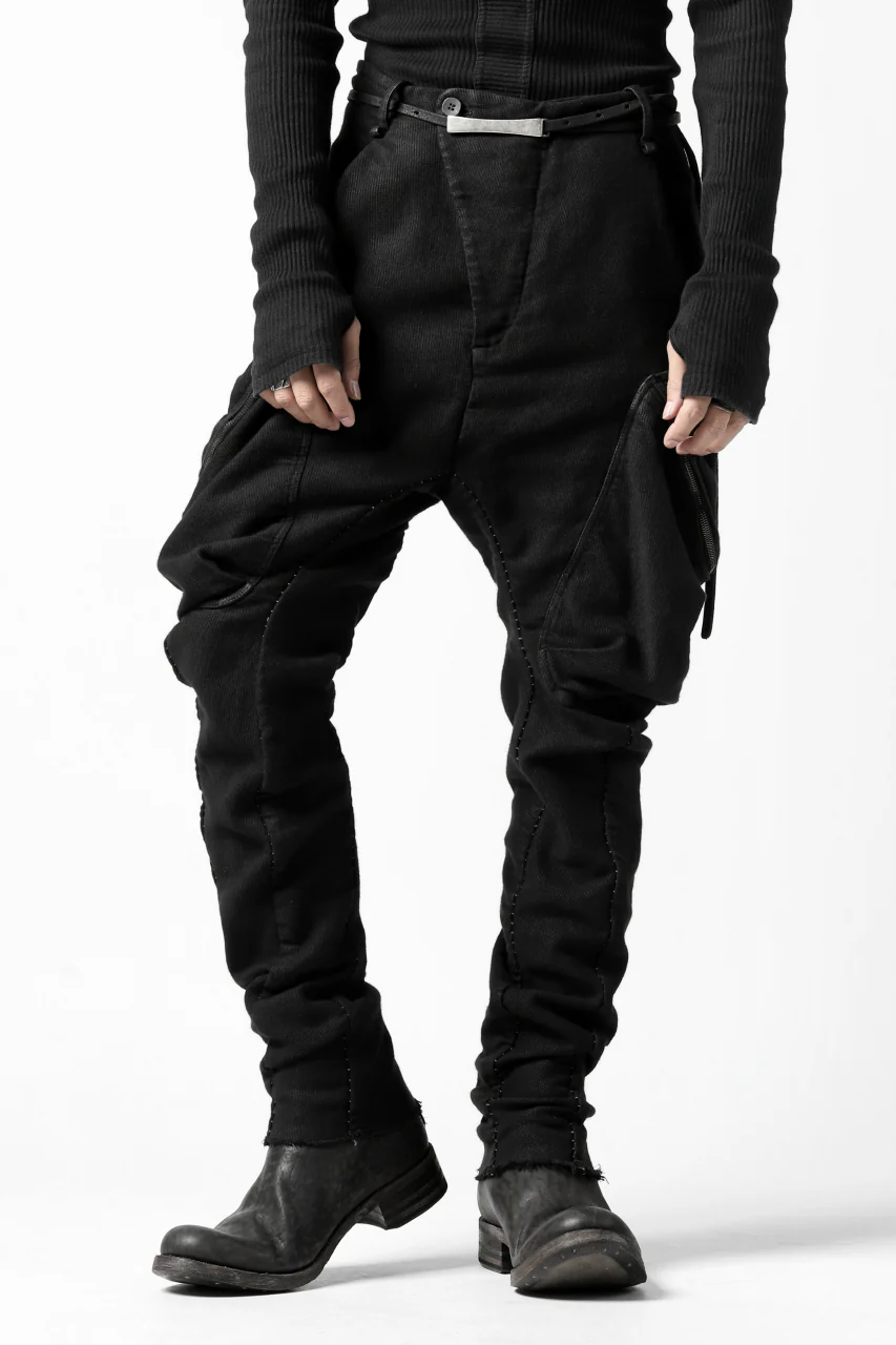 masnada MILITARY CARGO POCKET PANTS / SAIA COTONE ELASTICIZZATO (BLACK) - Image 9