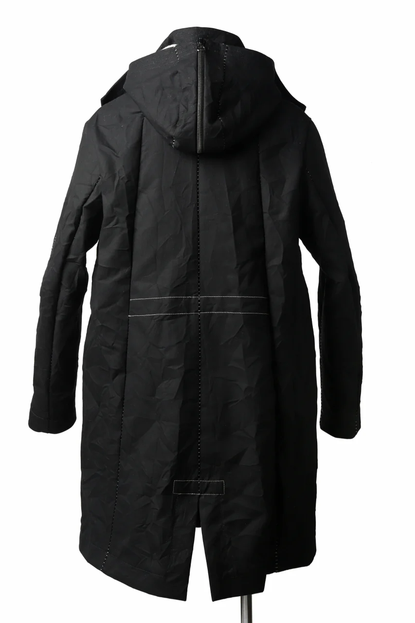 masnada MILITARY HOODIE LONG PARKA COAT with BOA LINNER / COTONE STROPICCIATO (BLACK) - Image 16