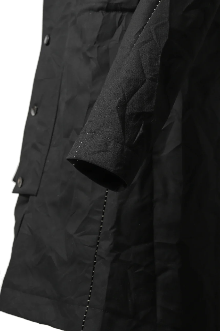 masnada MILITARY HOODIE LONG PARKA COAT with BOA LINNER / COTONE STROPICCIATO (BLACK) - Image 28