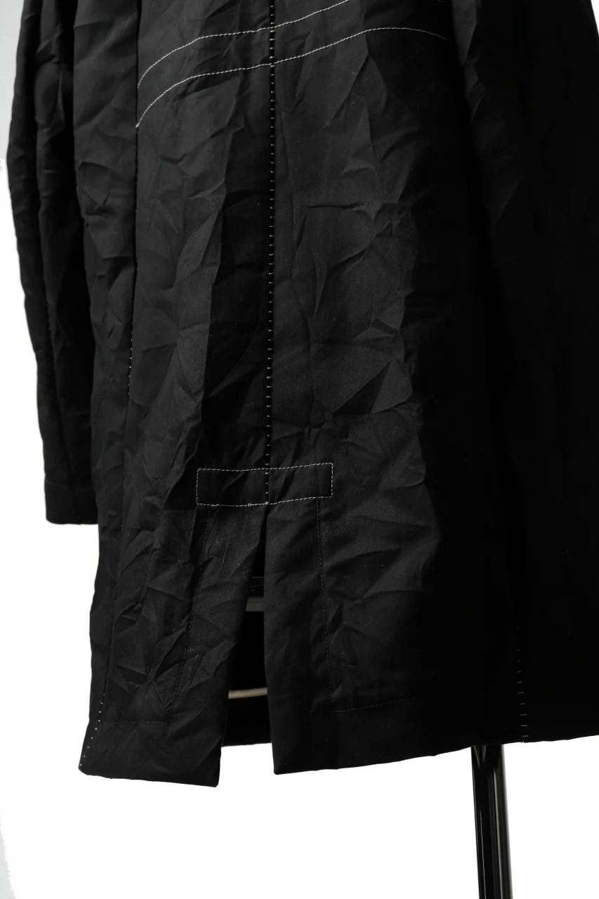 masnada MILITARY HOODIE LONG PARKA COAT with BOA LINNER / COTONE STROPICCIATO (BLACK) - Image 31
