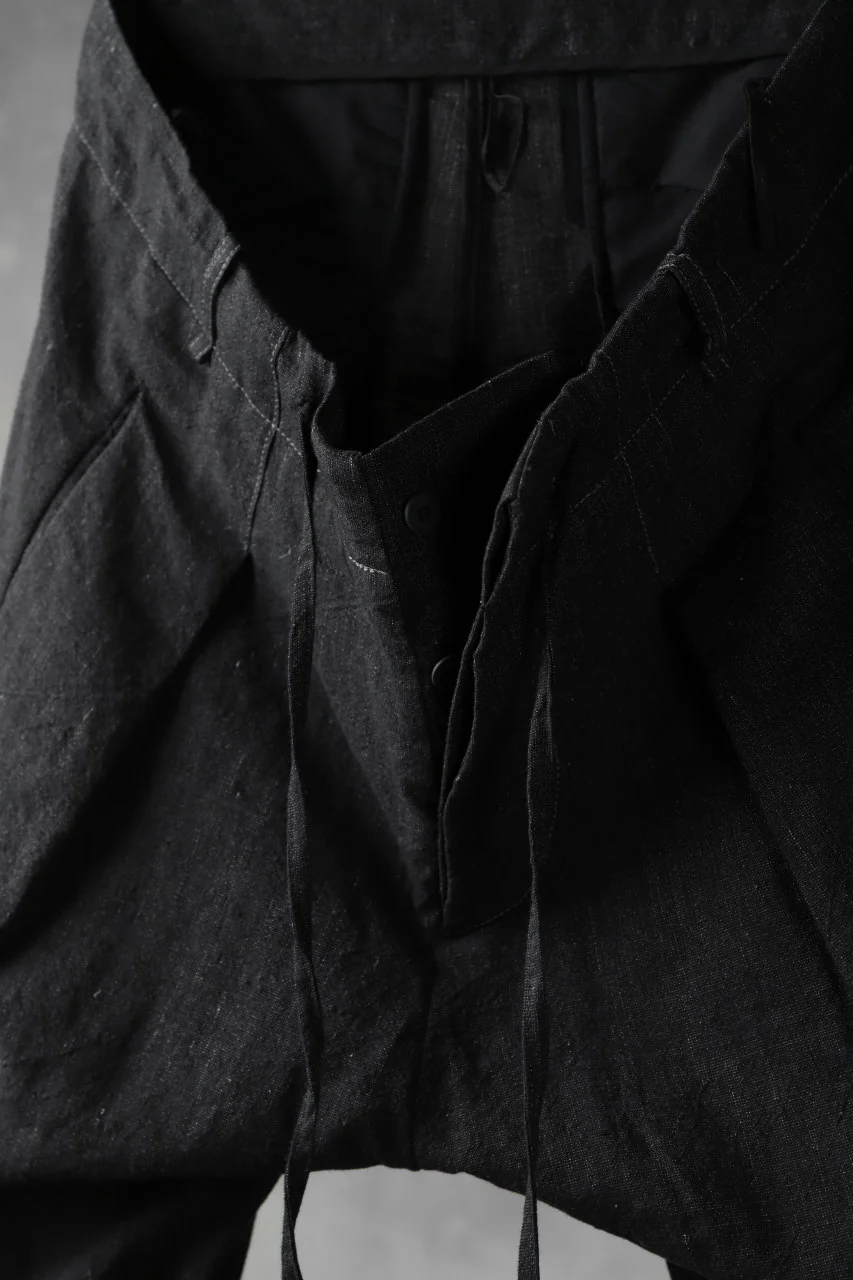 masnada PANTA BAGGY VAN 6POCKETS / CRUMPLED LINEN COTTON (BLACK) - Image 12