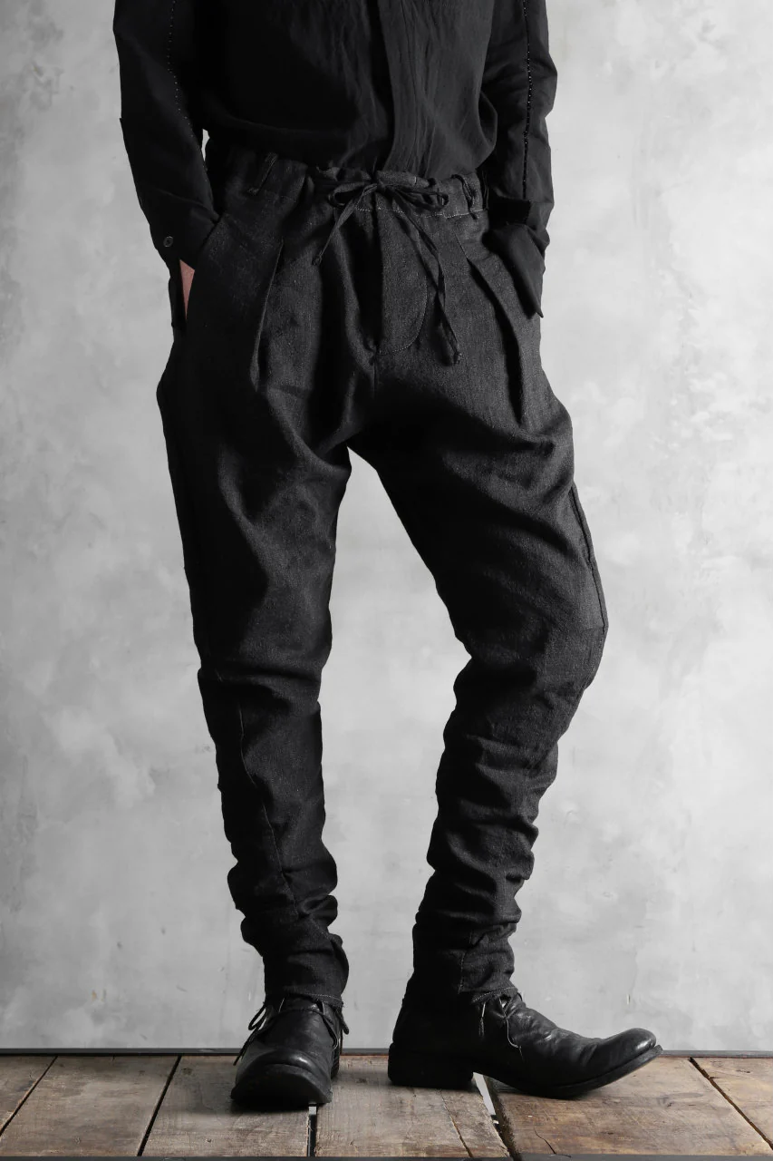 masnada PANTA BAGGY VAN 6POCKETS / CRUMPLED LINEN COTTON (BLACK) - Image 24