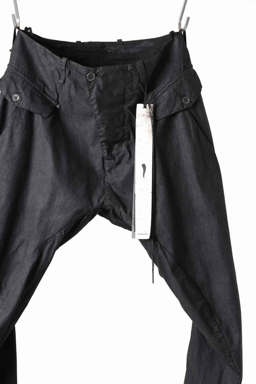 masnada RELAX FLAP POCKET PANTS / STRETCH LIGHT WEIGHT RIPSTOP (BLACK) - Image 2