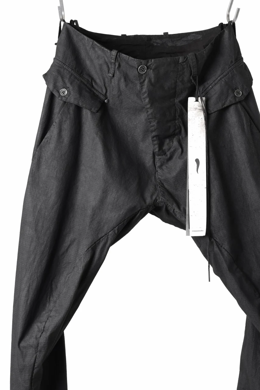 masnada RELAX FLAP POCKET PANTS / STRETCH LIGHT WEIGHT RIPSTOP (BLACK) - Image 3