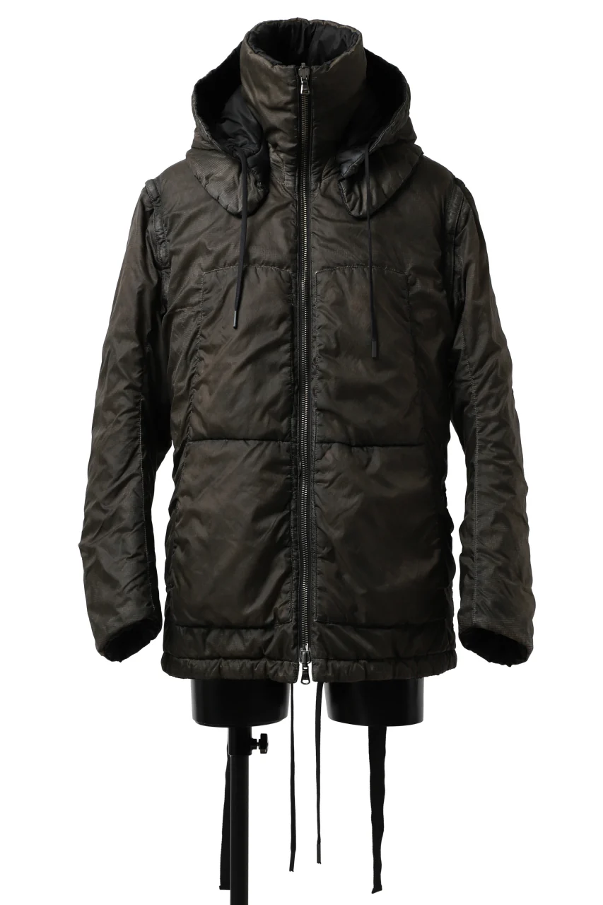 masnada REVERSIBLE 8WAY PADDED JACKET / RIPSTOP + RECYCLED WADDING (BLACK/DUST)